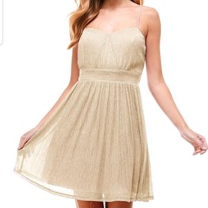 City Studio Beige Dress with Gold Threading